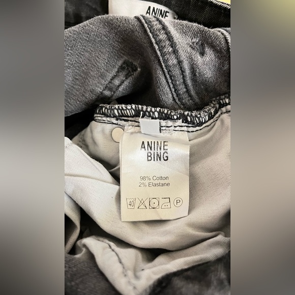 ANINE BING Faded Black Washed Gray Skinny Denim Jeans Size 26/XS, Zip Ankle - Picture 7 of 9